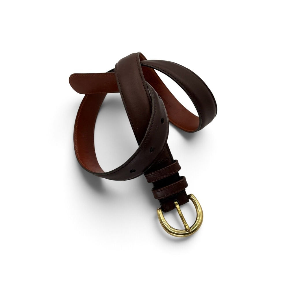 Vintage Coach Women’s Small Brown Grain Cowhide Leather Belt Brass Buckle 8400